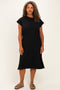 Black Plus Round Neck Short Sleeve Midi Dress