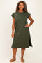Olive Plus Round Neck Short Sleeve Midi Dress
