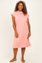 Pink Plus Round Neck Short Sleeve Midi Dress