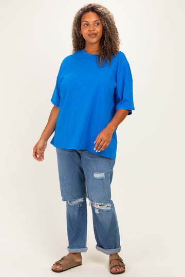 Blue Plus Cotton Oversized Tunic Tee