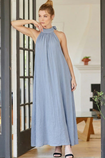 Light Blue Halter Maxi Dress