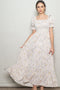 Cream Floral Ruffle Accent Smocked Maxi Dress