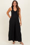 Black Ruffle Strap Maternity Wide Leg Jumpsuit