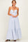 White Striped Cutout Tie Back Maxi Dress