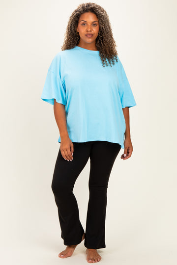 Light Blue Plus Cotton Oversized Tunic Tee