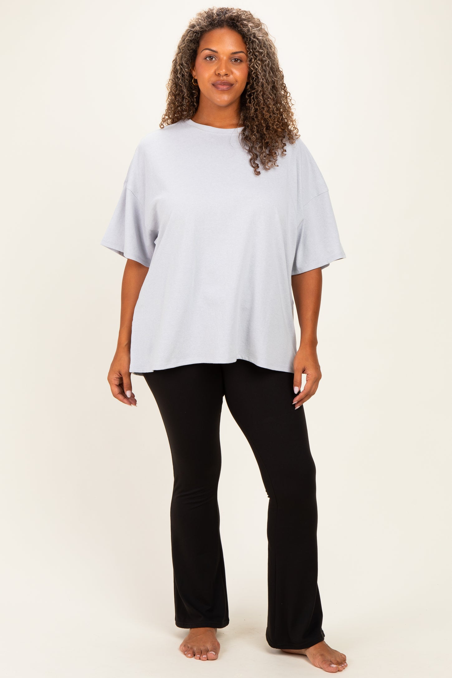 Heather Grey Plus Cotton Oversized Tunic Tee