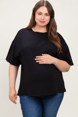 Black Plus Cotton Oversized Maternity Tunic Tee