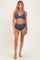 Blue Gray Twist Front V-Neck Maternity Bikini Set