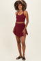 Burgundy Ribbed Crop Tank Swim Skirt Maternity Set
