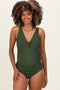 Olive Keyhole Ruched One Piece Maternity Swimsuit