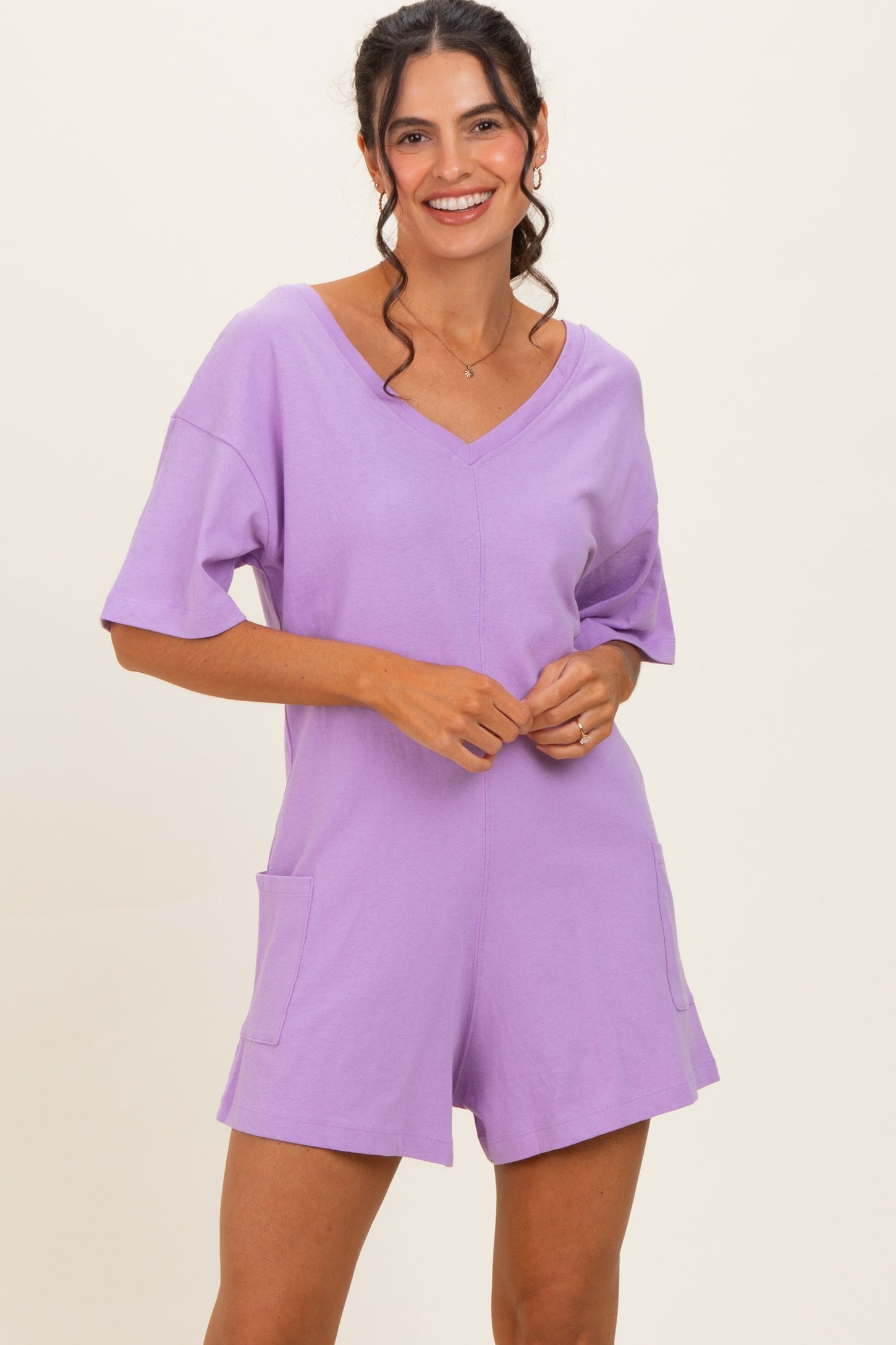 Lavender Scoop Neck Romper