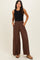 Brown Smocked Waistband Wide Leg Lounge Pants