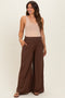 Brown Smocked Waistband Wide Leg Maternity Lounge Pants