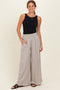 Beige Smocked Waistband Wide Leg Lounge Pants