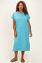 Dusty AquaPlus Round Neck Short Sleeve Midi Dress
