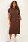 Brown Plus Round Neck Short Sleeve Midi Dress