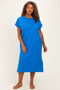 Royal BluePlus Round Neck Short Sleeve Midi Dress