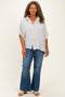 Black Plus Woven Stripe Button Down Top