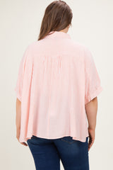 Coral Plus Woven Stripe Button Down  Maternity Top