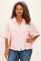 Coral Plus Woven Stripe Button Down Top