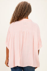 Coral Plus Woven Stripe Button Down Top