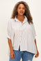 Taupe Plus Woven Stripe Button Down Top