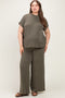 Olive Plus Raised Rib Short Sleeve Maternity Tee & Pants Set