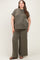 Olive Plus Raised Rib Short Sleeve Maternity Tee & Pants Set