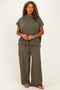 Olive Plus Raised Rib Short Sleeve Tee & Pants Set