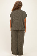Olive Plus Raised Rib Short Sleeve Tee & Pants Set