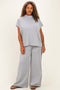 Grey Plus Raised Rib Short Sleeve Tee & Pants Set
