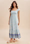Light Blue Floral Smocked Maxi Dress