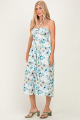 Off White Floral Halter Midi Dress