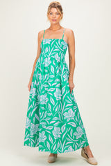 Kelly Green Floral Smocked Maternity Midi Dress