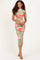 Sage Floral Ruched High Neck Midi Dress