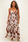 Brown Floral Sleeveless Plus Maxi Dress