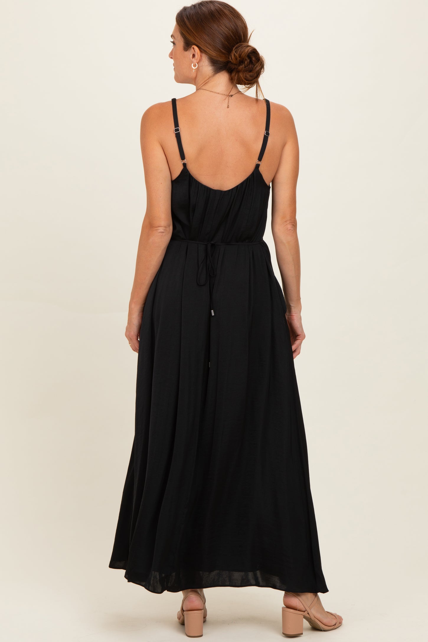 Black Sleeveless Flower Belt Dress
