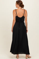 Black Sleeveless Flower Belt Dress