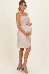 Papyrus Knot Detail Smocked Maternity Mini Dress