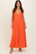 Orange V-Neck Open Back Maxi Dress