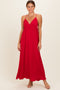 Red V-Neck Open Back Maxi Dress