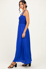 Capri Blue Textured Smocked Maxi Dress