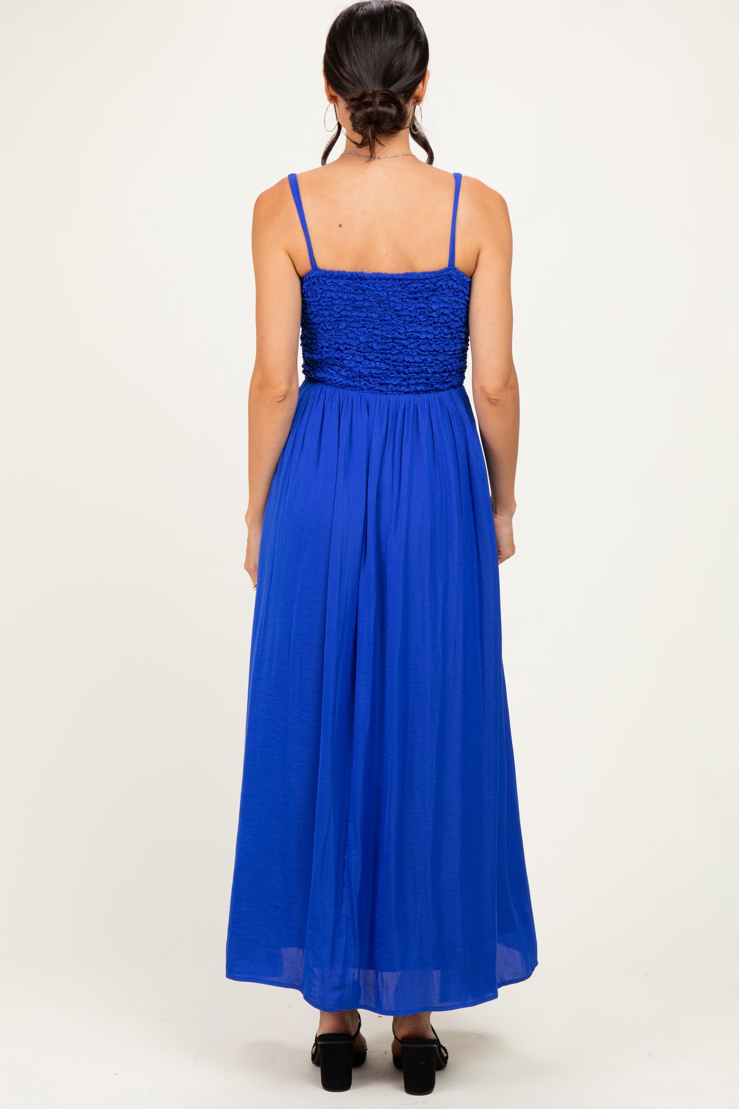 Capri Blue Textured Smocked Maxi Dress