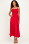 Red Textured Smocked Maxi Dress