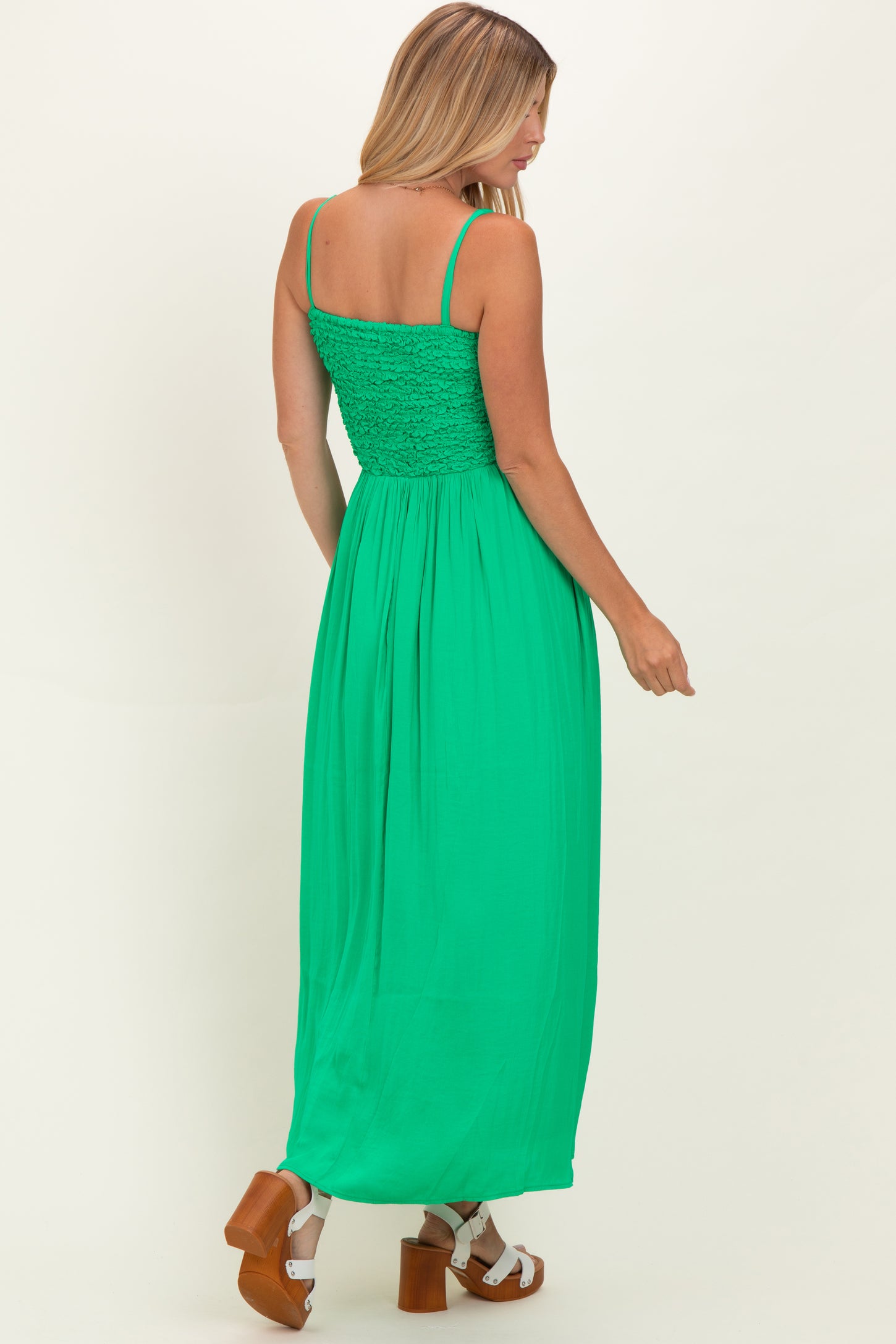 Peridot Textured Smocked Maxi Dress – PinkBlush
