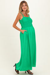 Peridot Textured Smocked Maternity Maxi Dress