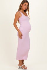 Pink Fitted Maternity Tank Maxi Dress