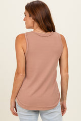 Mocha Ribbed Sleeveless Top