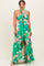 Green Floral Halter Cut Out Maternity Maxi Dress