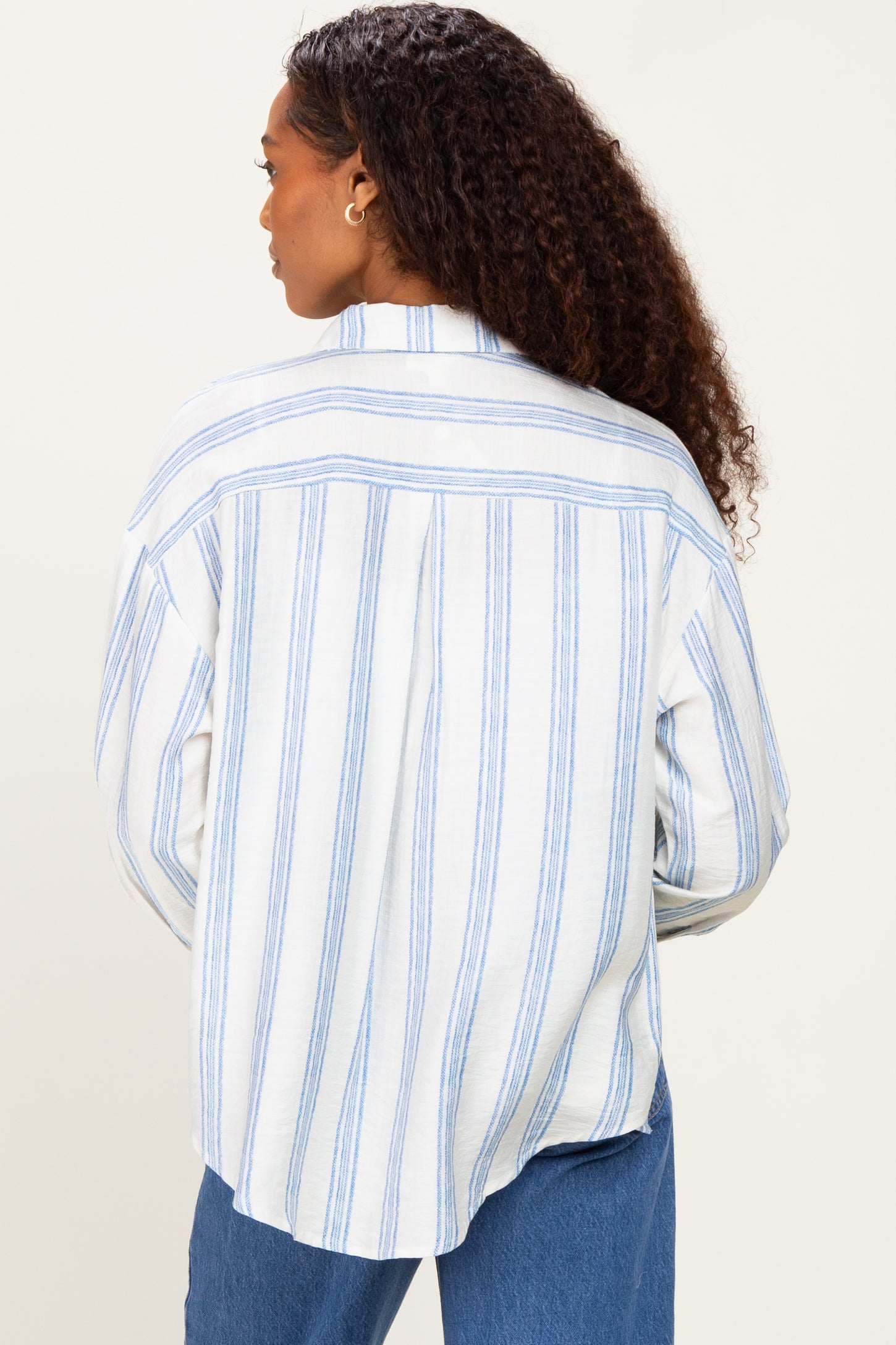 Blue Striped Long Sleeve Button Down Shirt